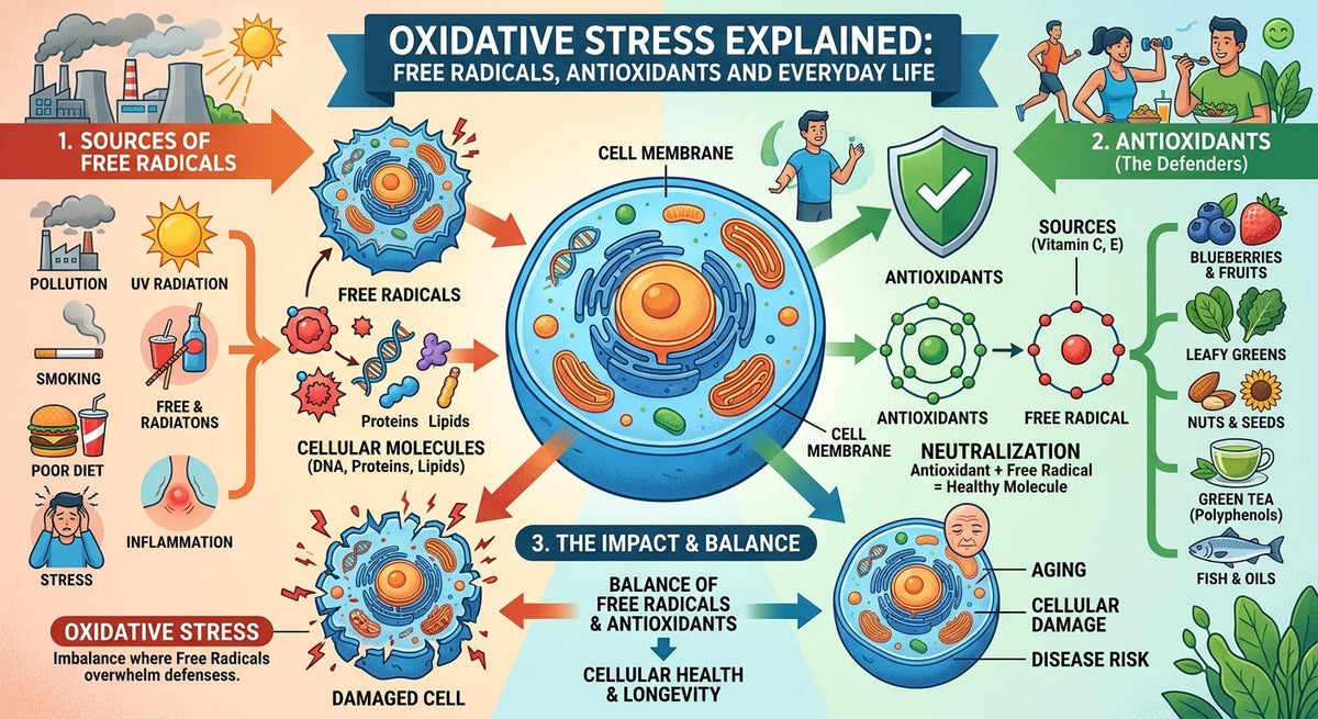 Oxidative Stress Explained: Free Radicals, Antioxidants and Everyday Life