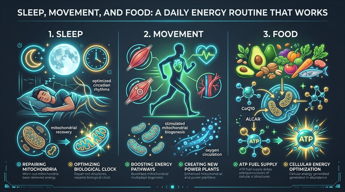 Sleep, Movement, and Food: A Daily Energy Routine That Works